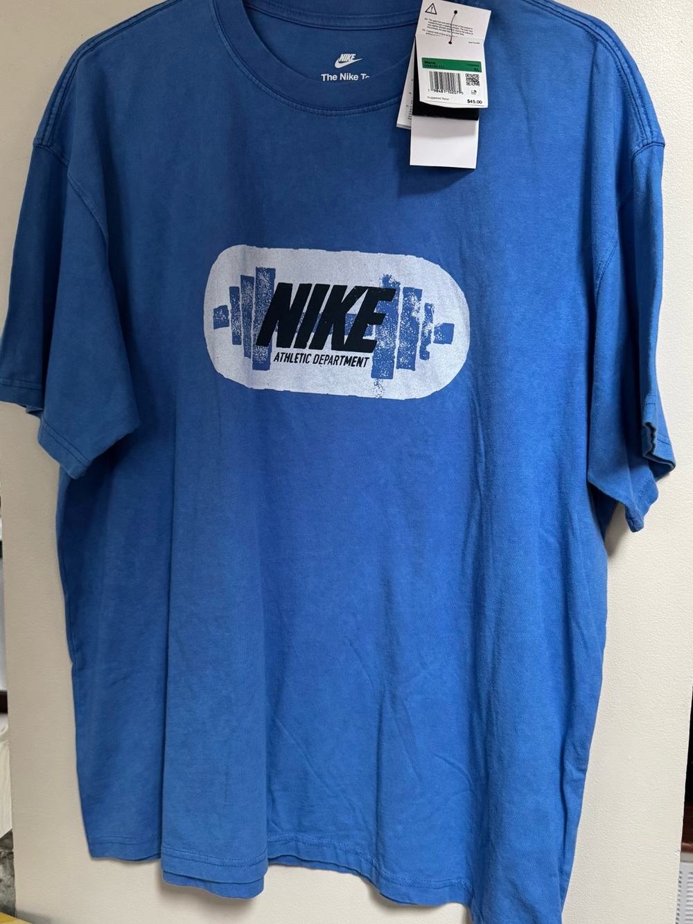 Nike Blue Graphic Short Sleeve Tee with White Logo